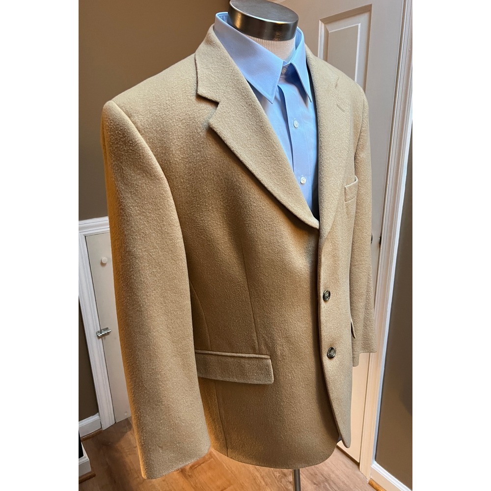 Brooks Brothers 346 Camel Hair Blazer Mens 43 Reg Tan Sport Coat 3 Button Front